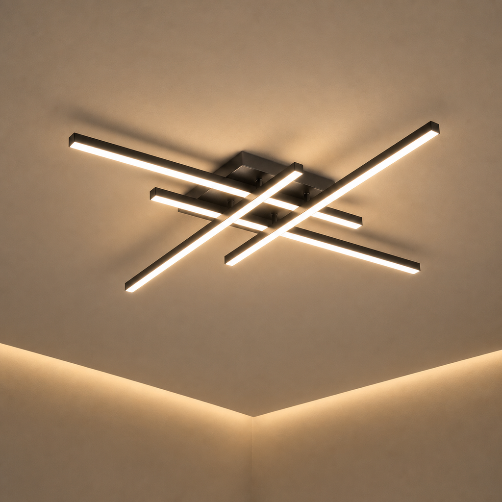 Lexion Linea linear ceiling light on a clean warm premium background