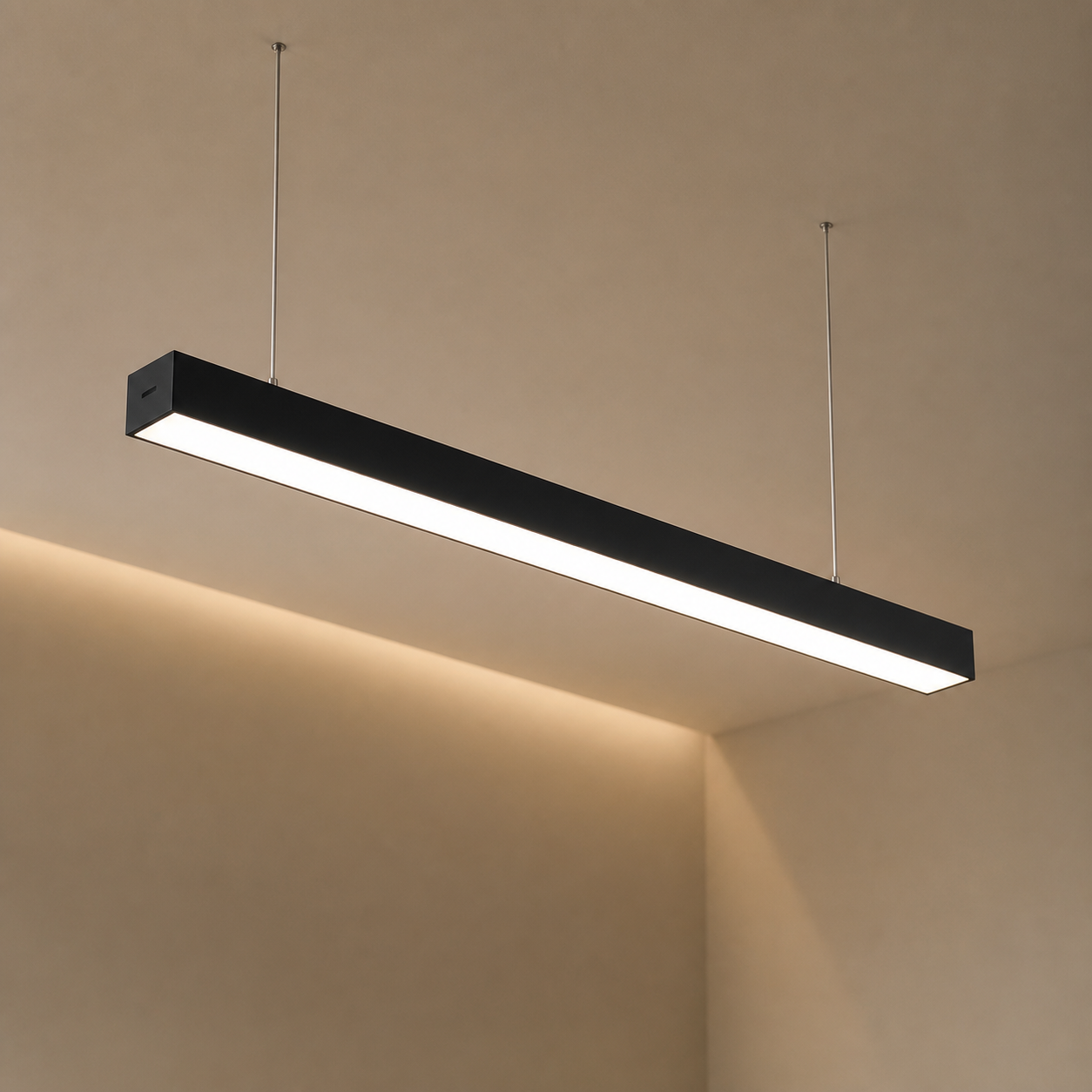 Lexion LinearPro single linear LED pendant light on a clean premium background
