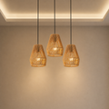 Lexion Rope Trio hemp pendant lights on a clean warm premium background