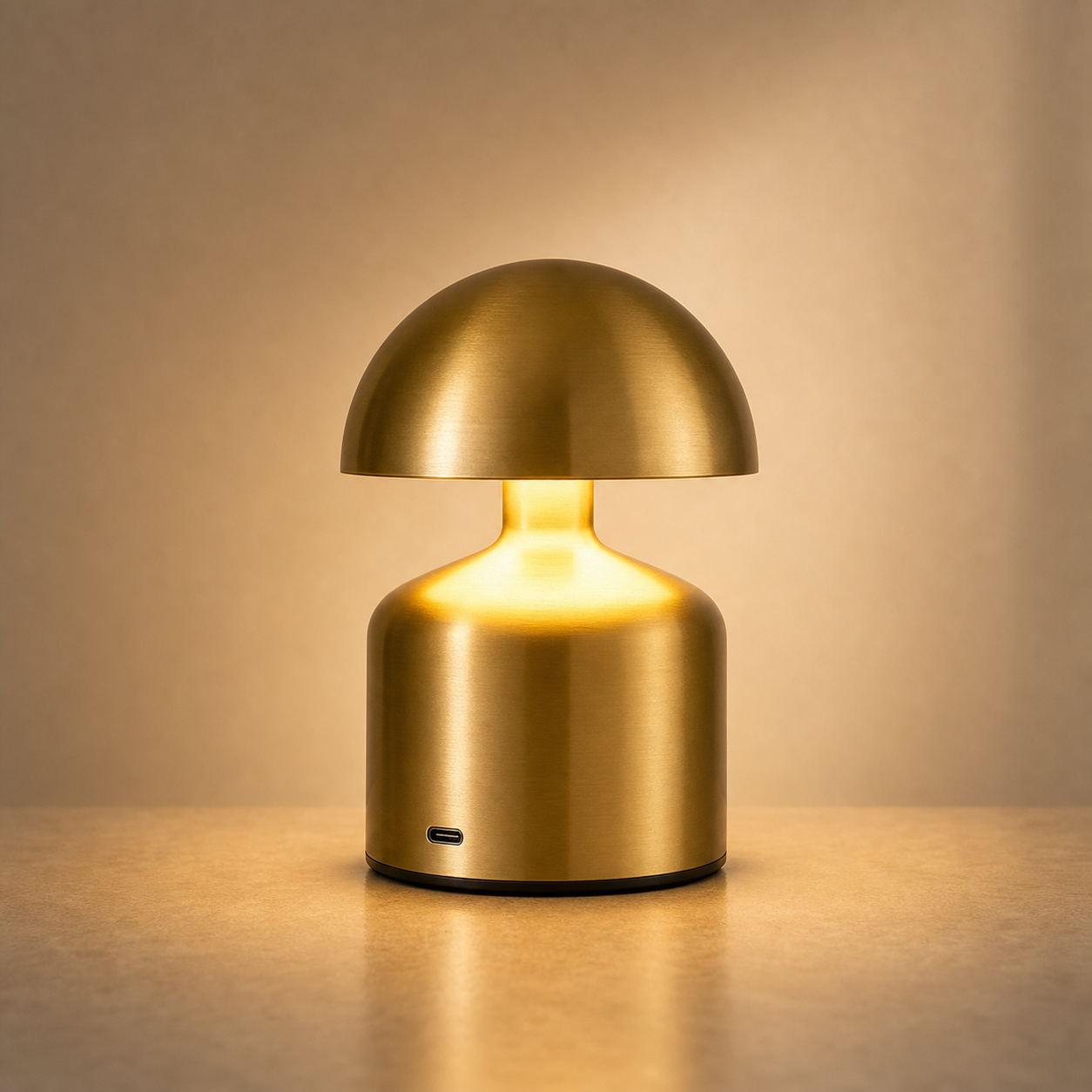 Lexion Solace rechargeable LED table lamp on a clean warm premium background
